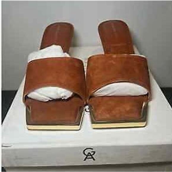 NWT Good American Women's Suede Tobacco Slides Sz 8.5 - Picture 3 of 3
